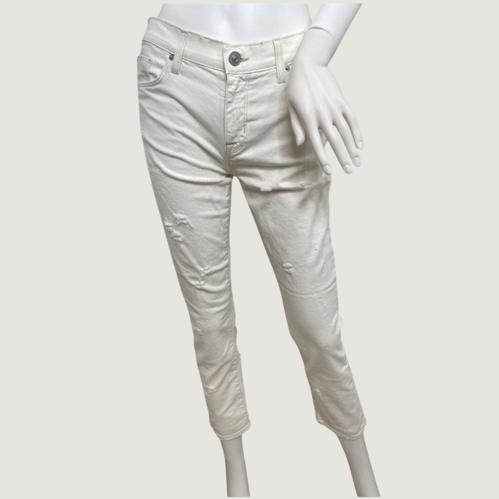 Hudson Zoeey‎ Mid Rise Crop Straight Distressed Chewed Jeans Size 28